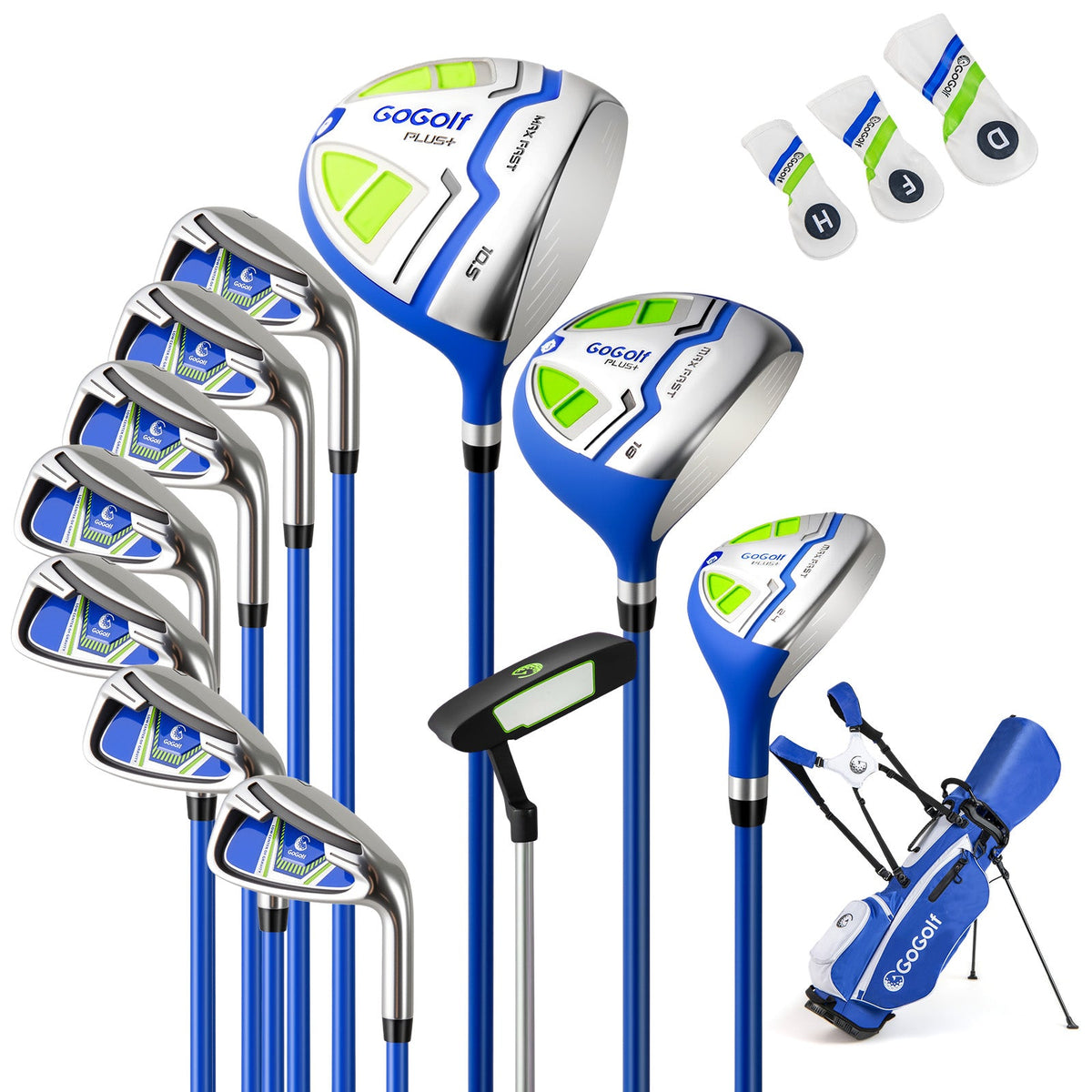 Men's Complete Golf Clubs and Bag Set with Headcovers and Putter-Blue