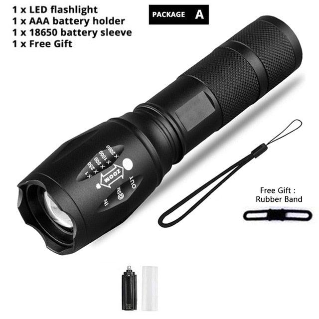 Waterproof Z45 Led Flashlight Ultra Bright Waterproof MINI Torch T6/L2/V6 zoomable 5 Modes 18650 rechargeable Battery for camping tactica Led Mini Water-Resistant Torch Light For Indoor & Outdoor Camping Hiking Accessories Gear